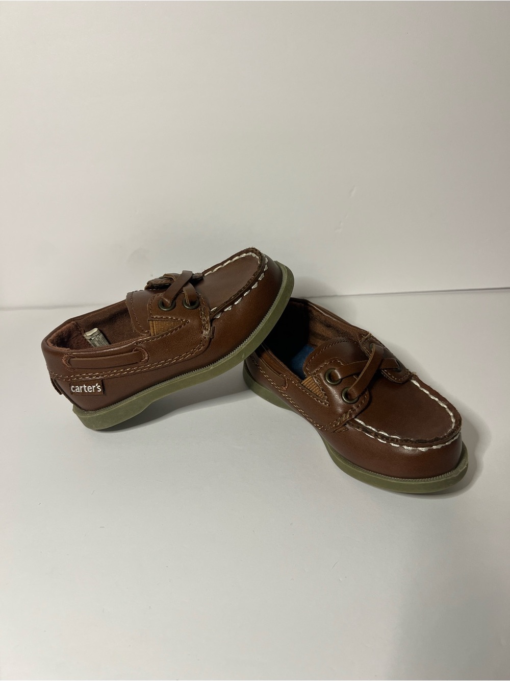 Carter's Brown Leather Kids Boat Moccasins